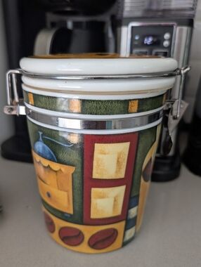 ❤️ Vintage Ceramic Coffee Canister W/Scoop By Joie de Vivre